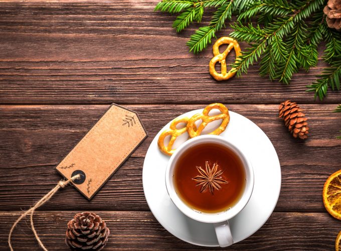 Wallpaper Christmas, New Year, table, fir tree, tea, 5k, Holidays 665481181